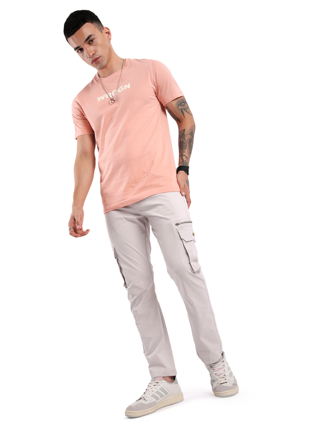 Coral Pink Printed T-Shirt