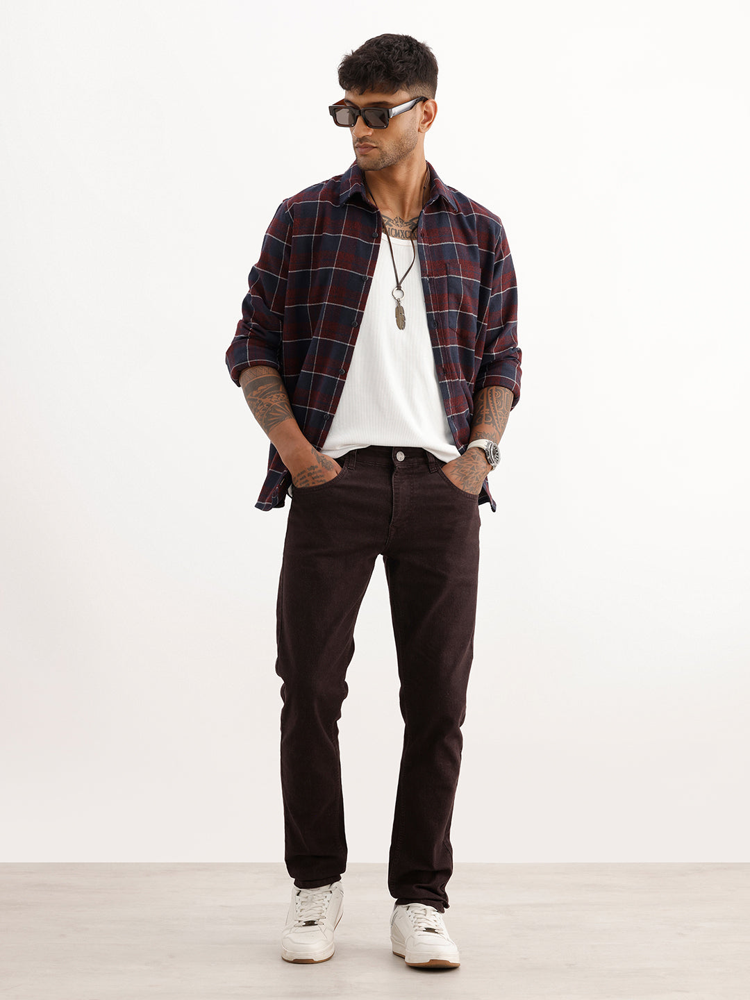 Solid Skinny Fit Denim Jeans | Brown