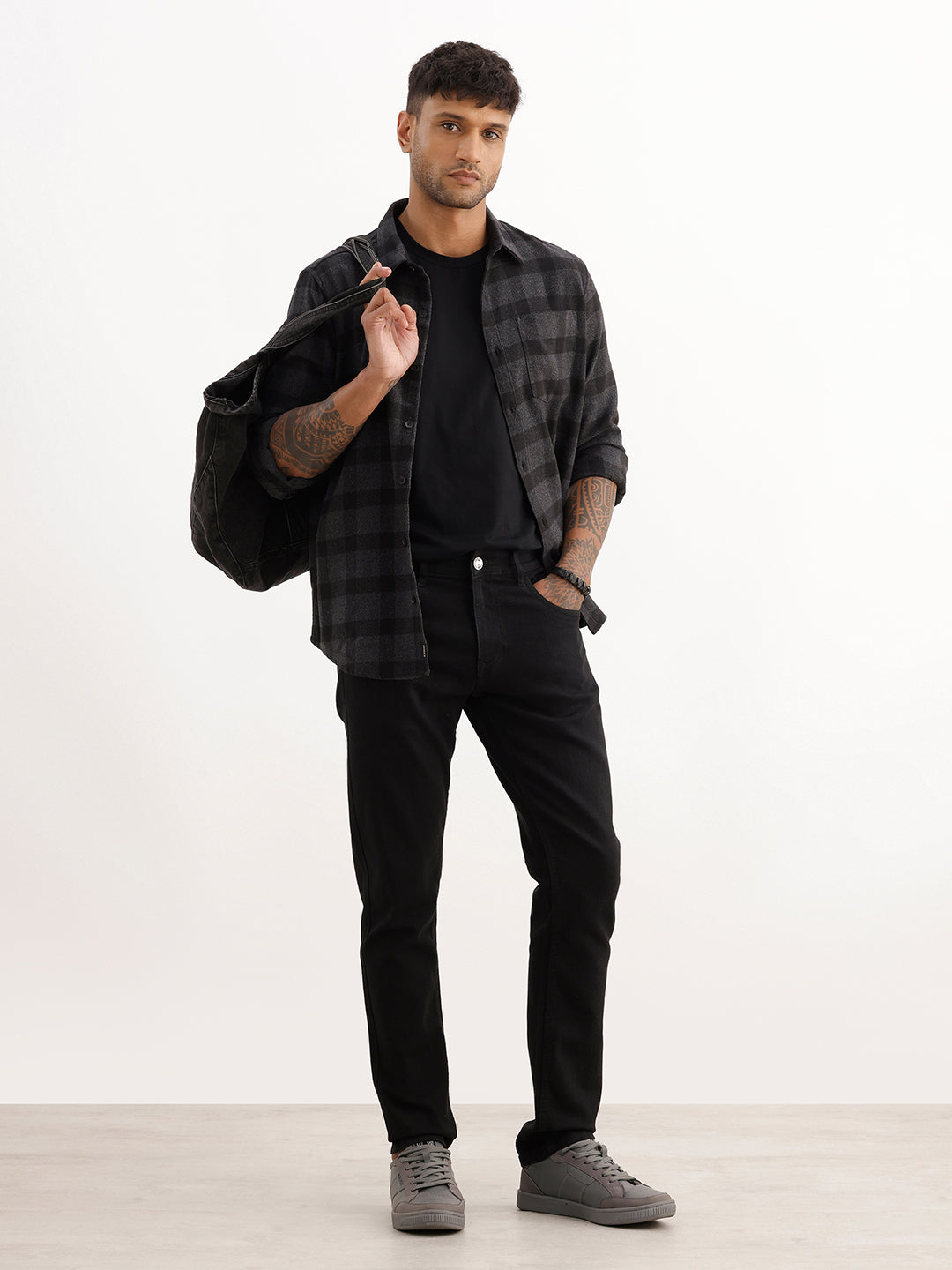 Solid Slim Fit Denim Jeans | Black