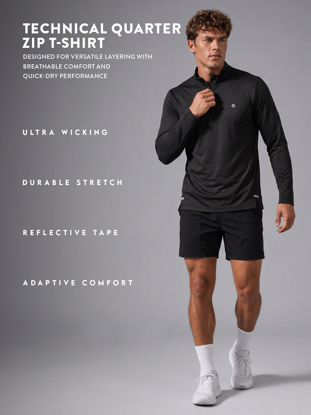 Performance Quarter Zip T-Shirt | Black | WTS01FSSL1266W