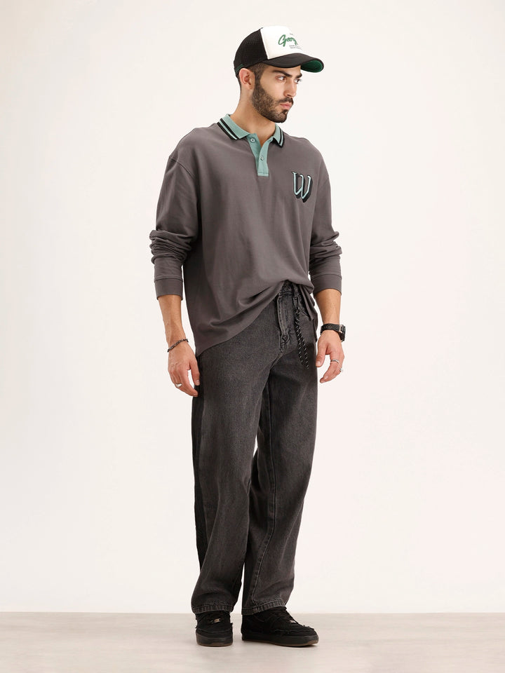 Loose Fit Cut & Sew Denim Jeans | Grey