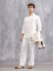 Linen Blend Premium Stripe Shirt In Slim Fit | White