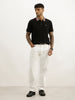 Slim Fit Contrast Collar Polo T-Shirt | Black