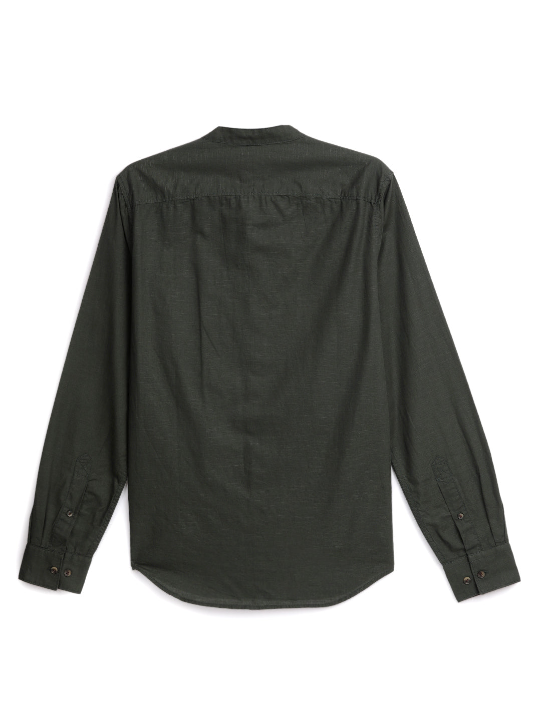 Olive Mandarin Collar Regular Shirt