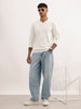 Solid Slim Fit Full Sleeve Polo T-Shirt | Off White | WPT02FSSL1630S