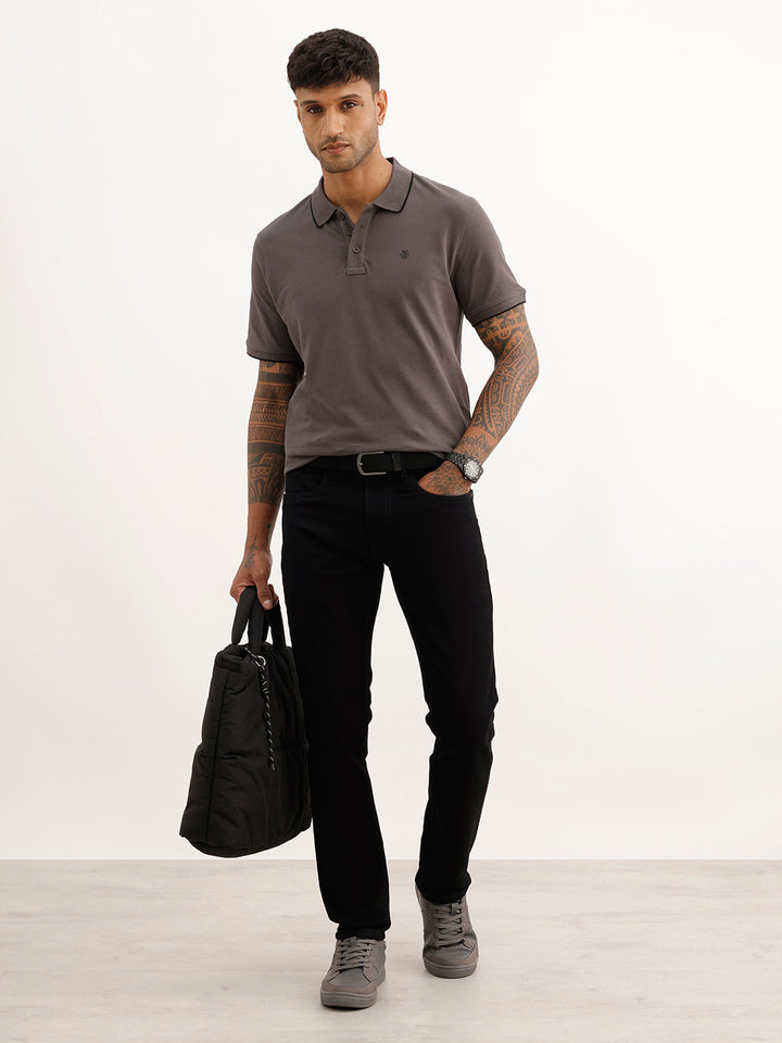 Solid Slim Fit Denim Jeans | Black