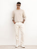 Solid Comfort Fit Full Sleeve Sweater | Beige