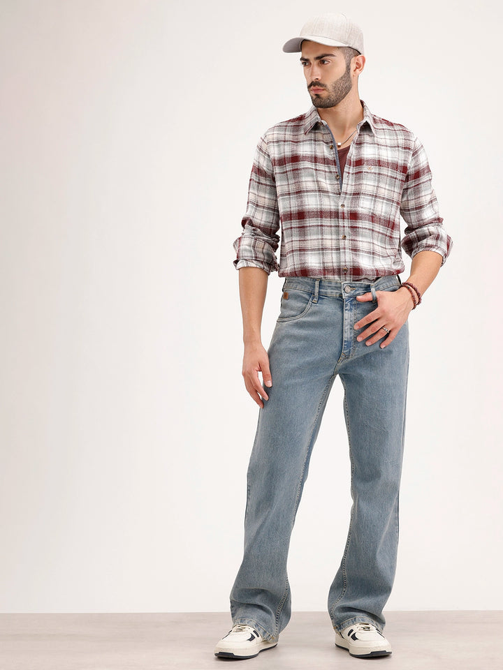 Slim Fit Checkered Full Sleeve Shirt | Red