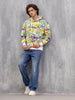 All Over Graffiti Print In Oversized Hoodie Pullover  |  Yellow
