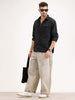 Oversized Fit Double Pocket Textured Shirt | Black