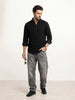 Solid Comfort Fit Full Sleeve Shirt | Black