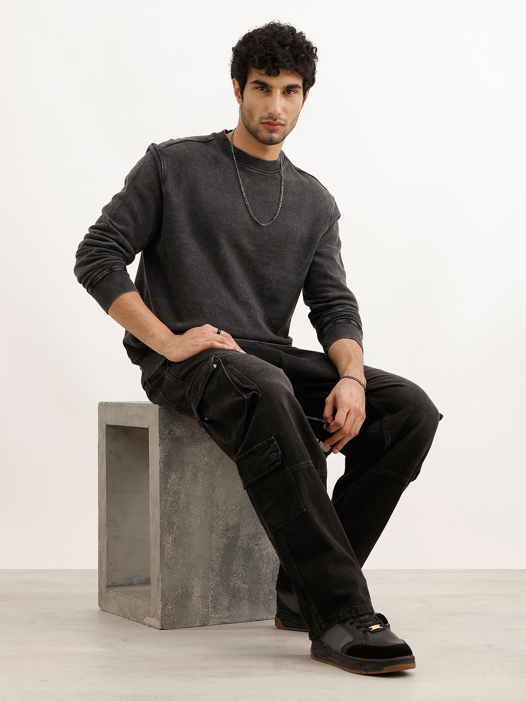 Classic Washed Comfort Fit Sweatshirt | Black