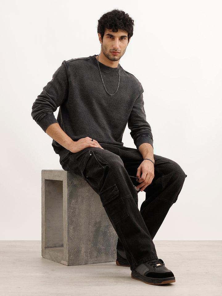 Classic Washed Comfort Fit Sweatshirt | Black