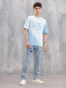 Retro Washed Oversized Fit Tshirt With Logo Print |  Blue