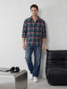 Comfort Fit Checkered Shirt | Navy Blue