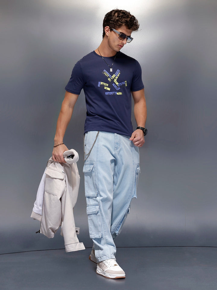 Classic Placement Printed T-Shirt   |  Navy Blue