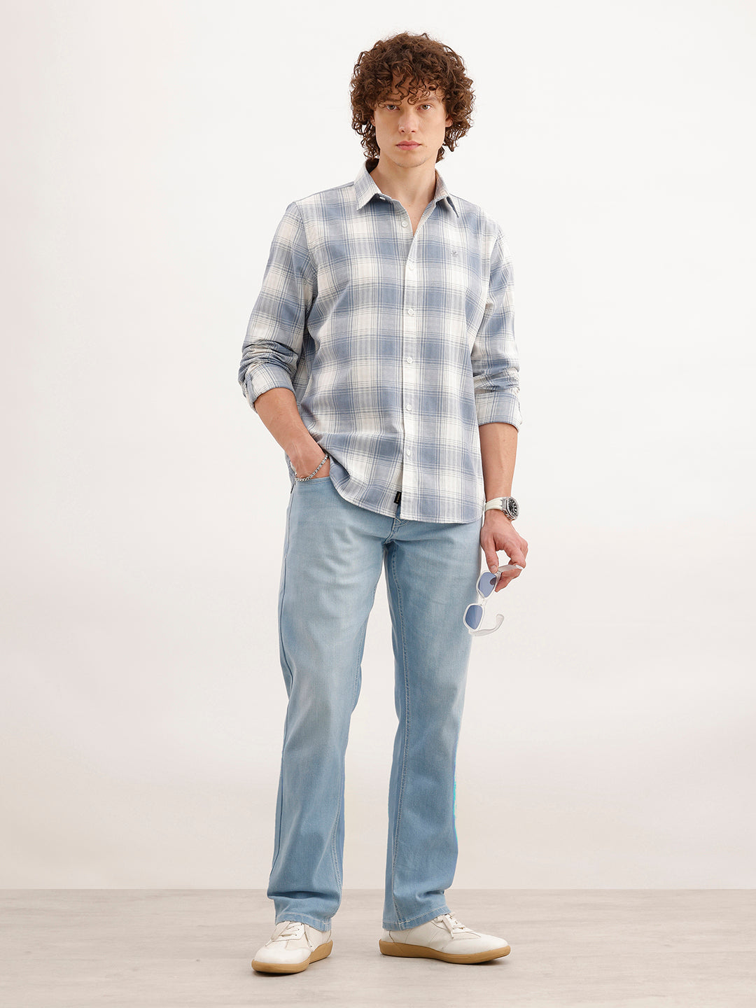 Straight Fit Faded Denim Jeans  | Light Blue