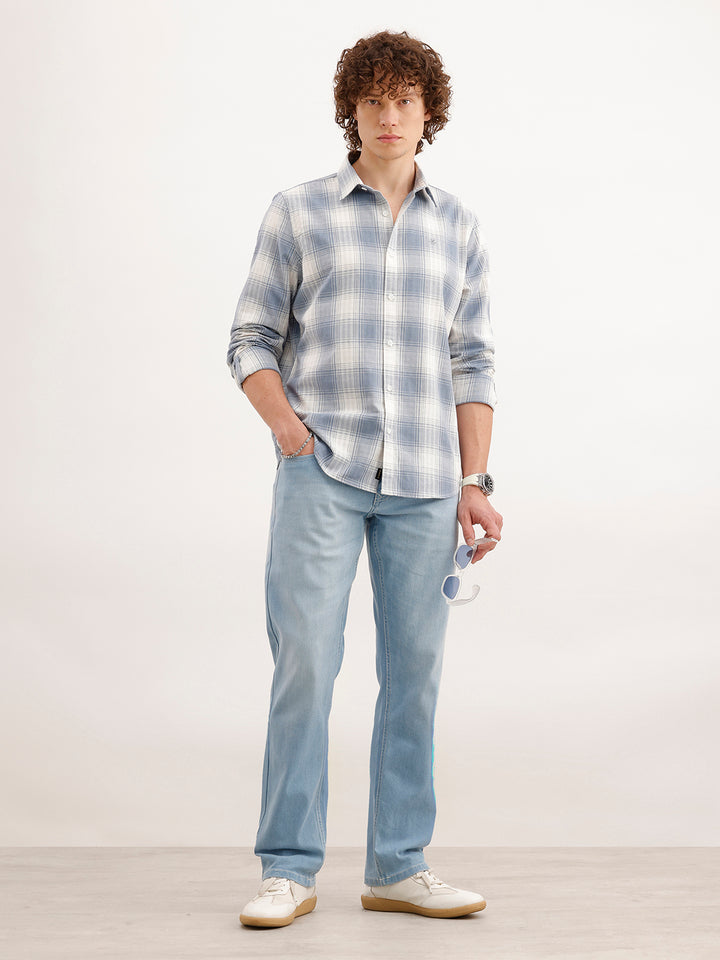 Straight Fit Faded Denim Jeans  | Light Blue