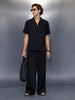 Men’s black casual camp collar shirt | Black