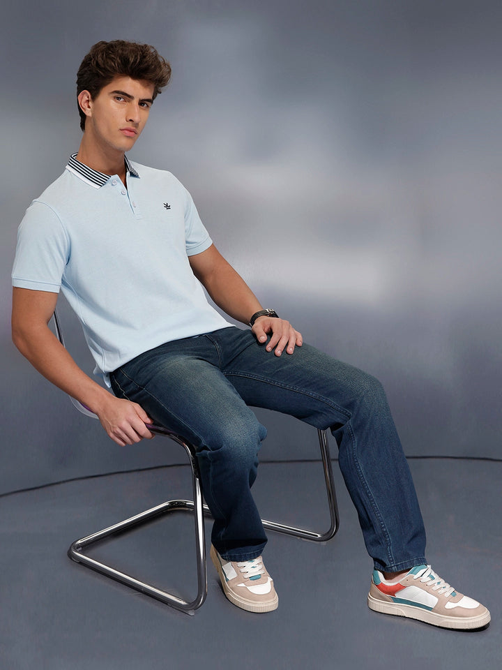Classic Tipping Collar Polo T-Shirt   |  Light Blue