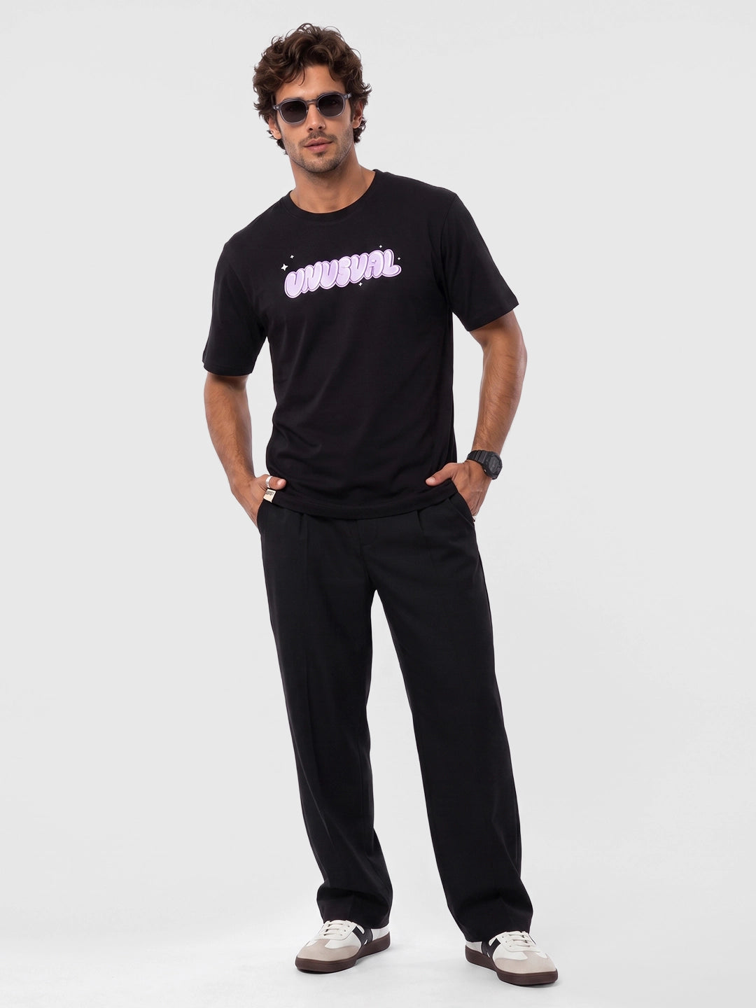 Classic Placement Printed T-Shirt | Black