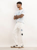 Classic Distressed Patch Detail Denim Jeans | White