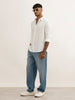 Solid Slim Fit Textured Full Sleeve Shirt | White