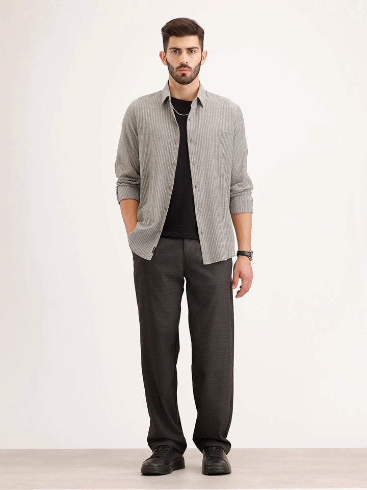 Slim Fit Striped Shirt | Grey