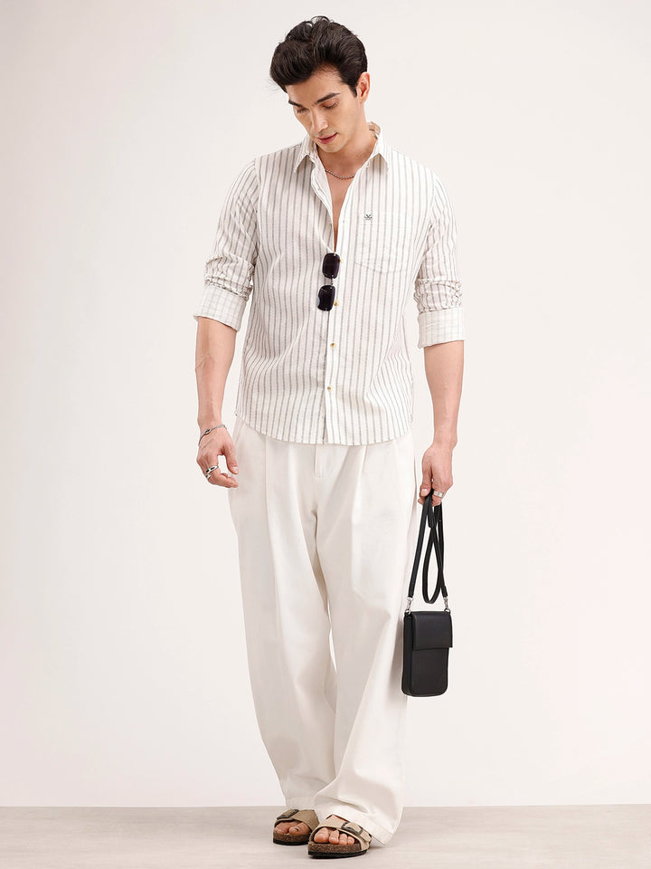 Slim Fit Striped Shirt | White