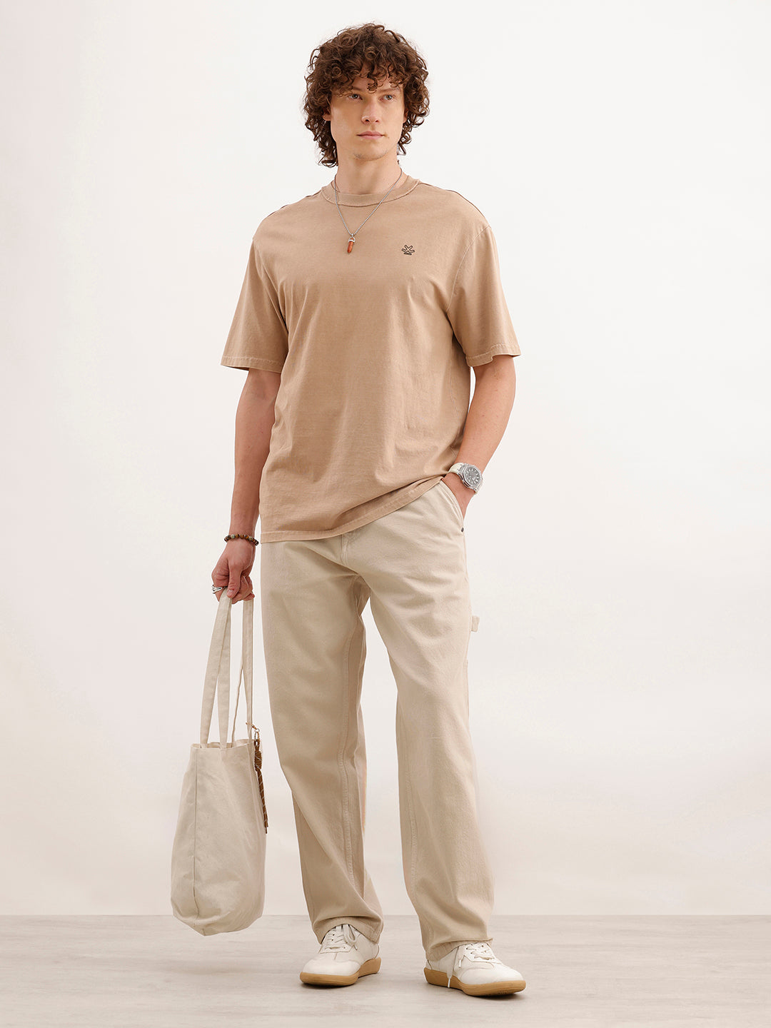Loose Fit Cargo Denim Jeans  | Beige