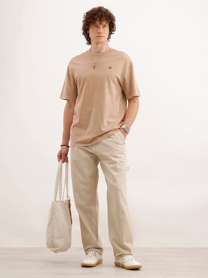 Loose Fit Cargo Denim Jeans  | Beige