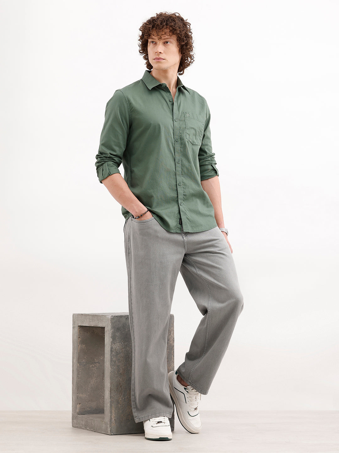 Solid Slim Fit Shirt | Green
