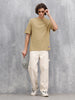 Textured Oversized Crew Neck T-Shirt | Khaki