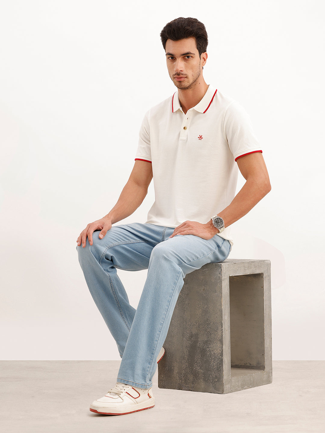 Solid Tipping Collar Polo T-Shirt | White | WSTS010AF