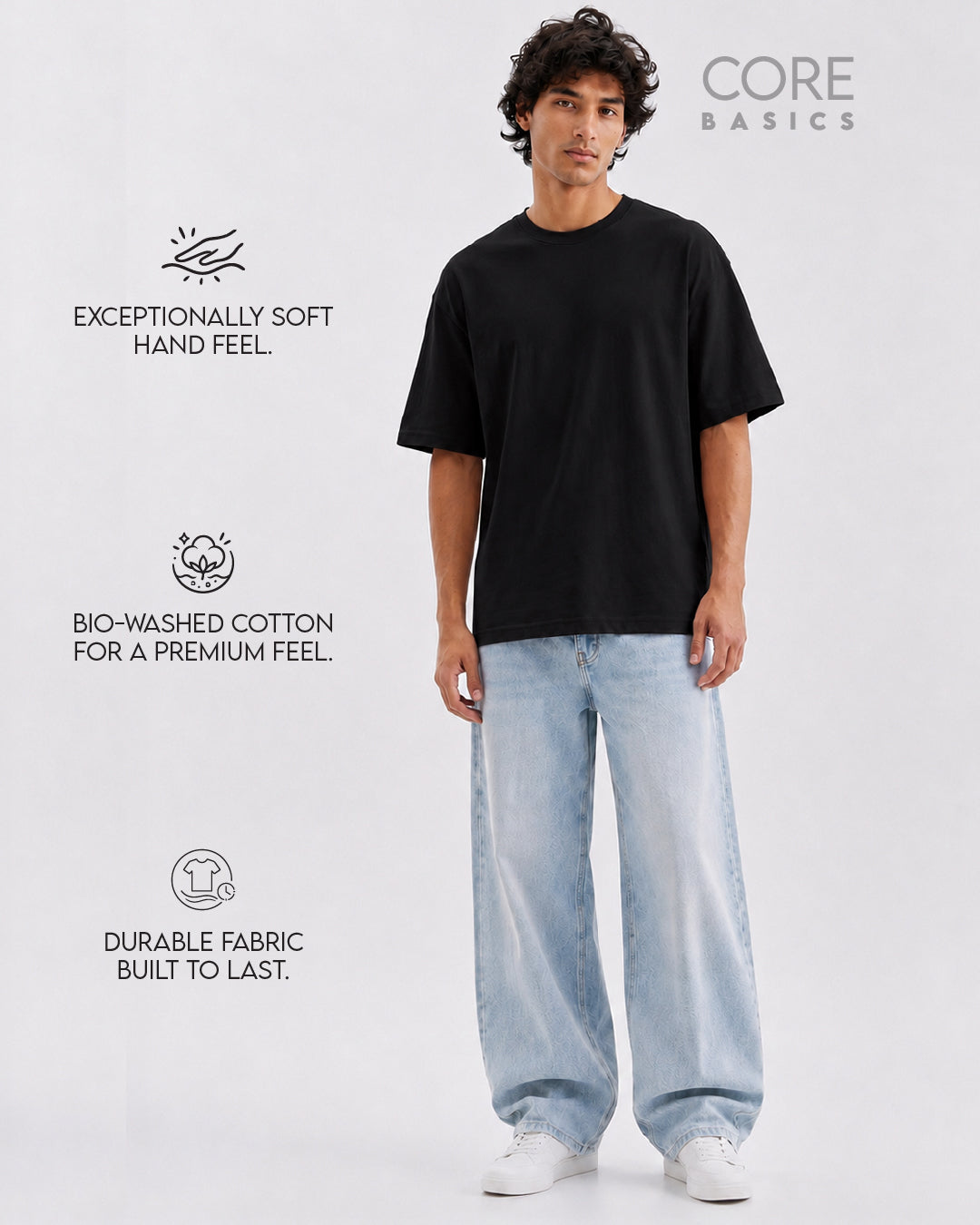 Core Basics Oversized Fit T-Shirt | Essential | Black | WTS01HSSL1308W
