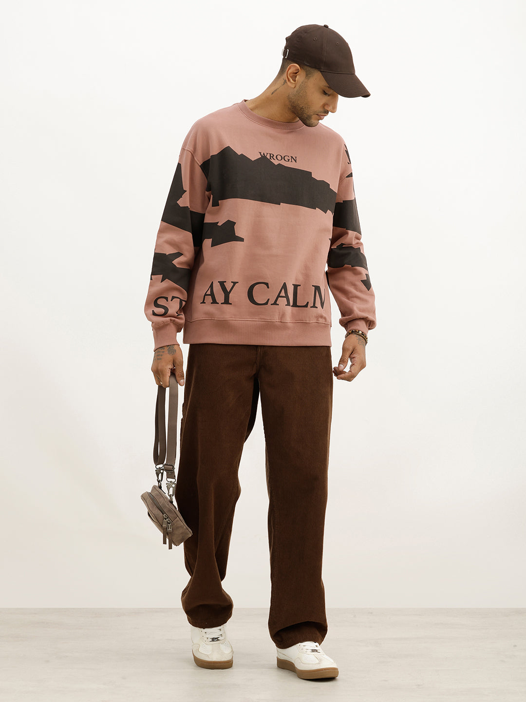Oversized Placement Printed Sweatshirt | Pink