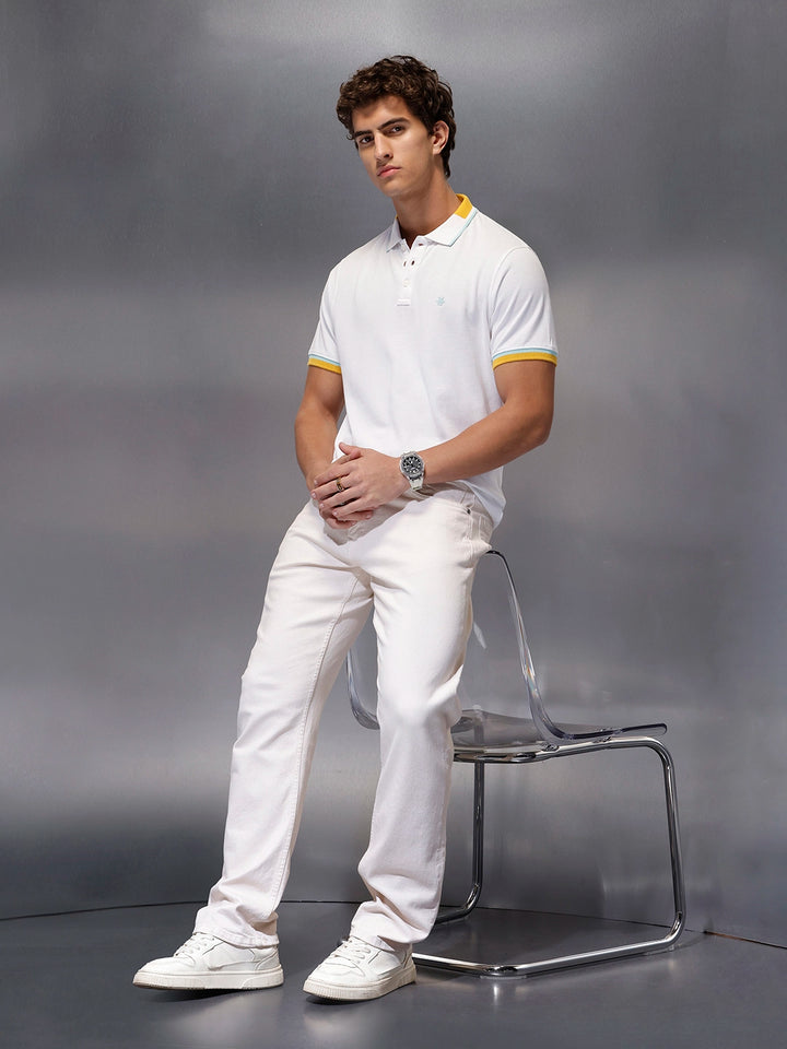 Men's Contrast Tipping Polo T-shirt  |  White