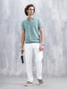 Slim Fit 100% Cotton Flat Knit Polo | Green