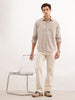 Solid Regular Fit 100% Cotton Shirt  | Beige