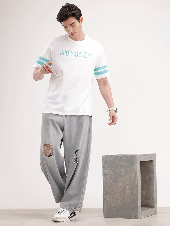 Oversized Placement Printed T-Shirt | White