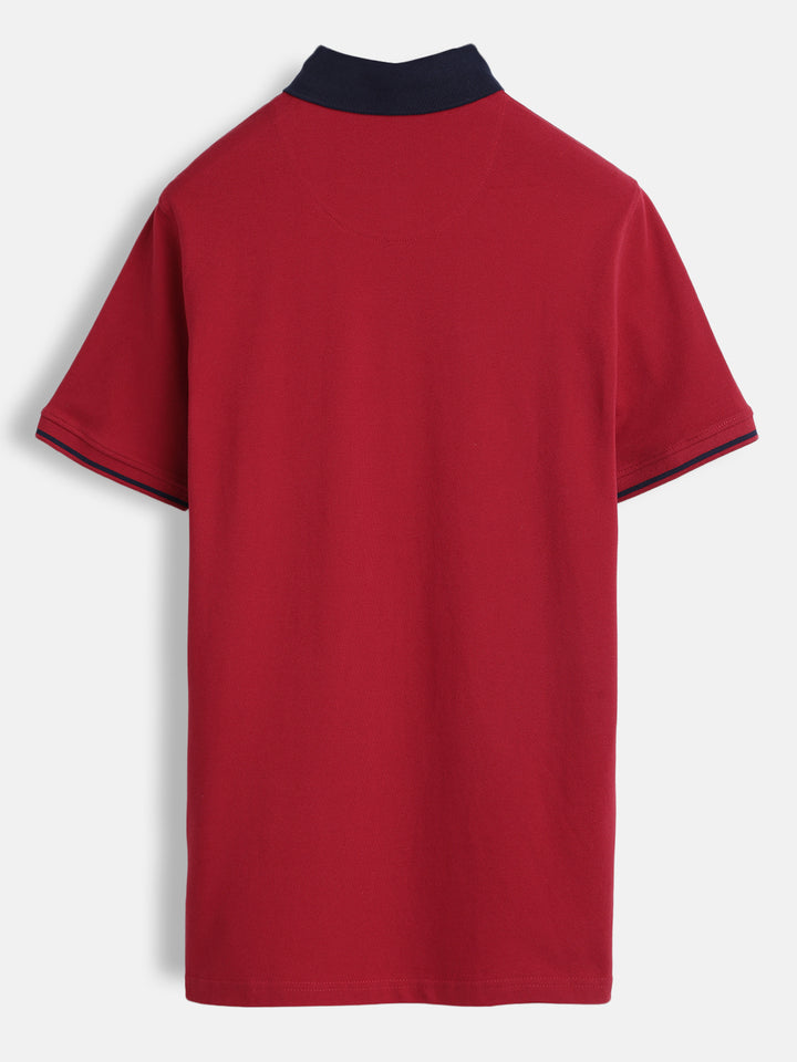 Solid Slim Fit Polo T-Shirt | Red