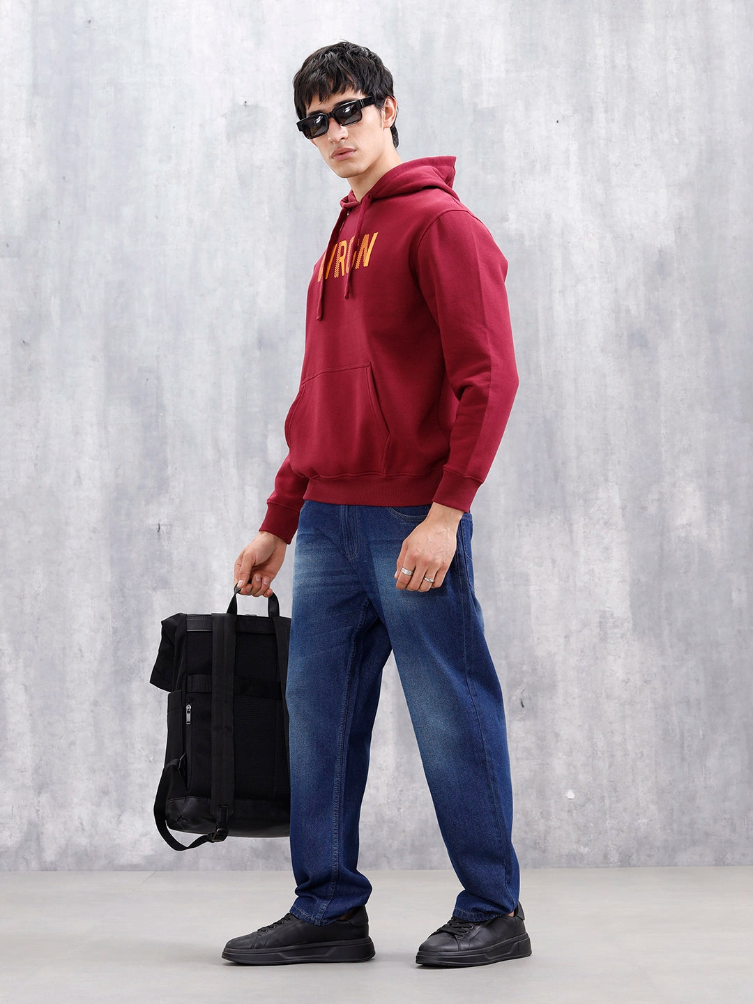 Wrogn Oversized Graphic Hoodie For Men | Maroon