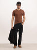 Slim Fit Placement Printed T-Shirt | Brown