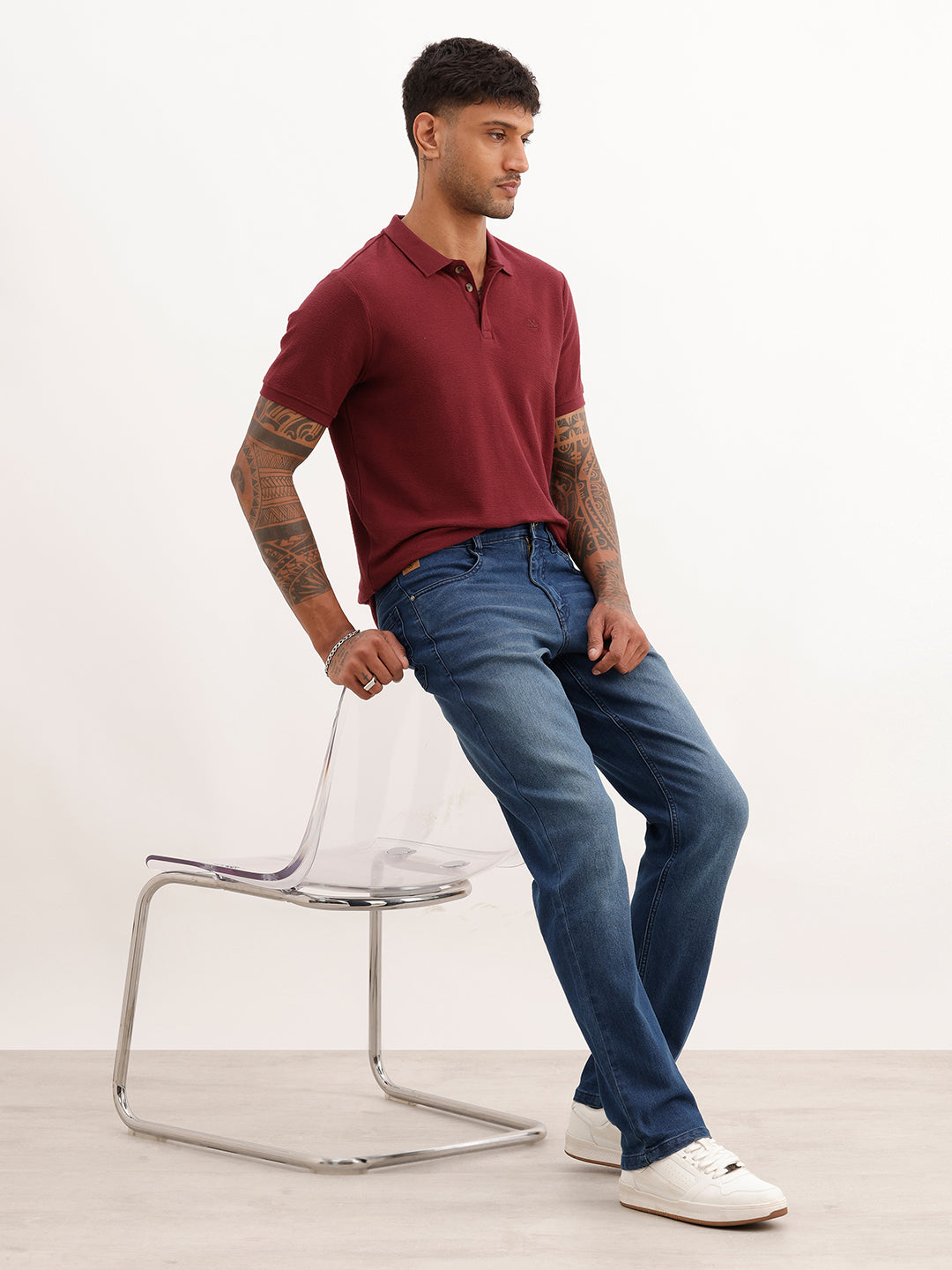 Men's Casual Straight Fit Jeans | Dark Stone
