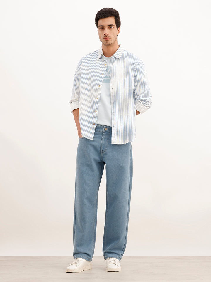 Light Fade Loose Fit Denim Jeans | Light Blue