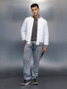 Men's Casual Slim Fit Bomber Jacket | Off White