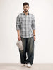 Textured Oversized Fit Double Pocket Shirt | Grey
