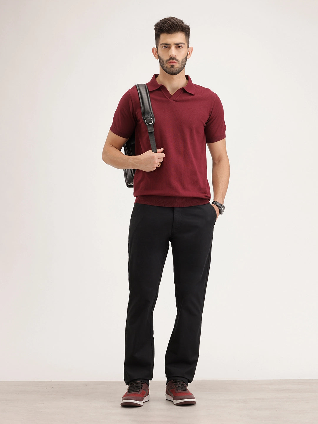 Solid Straight Fit Trouser | Black