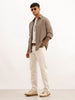 Slim Fit Herringbone Knit Full Sleeve Shirt | Brown