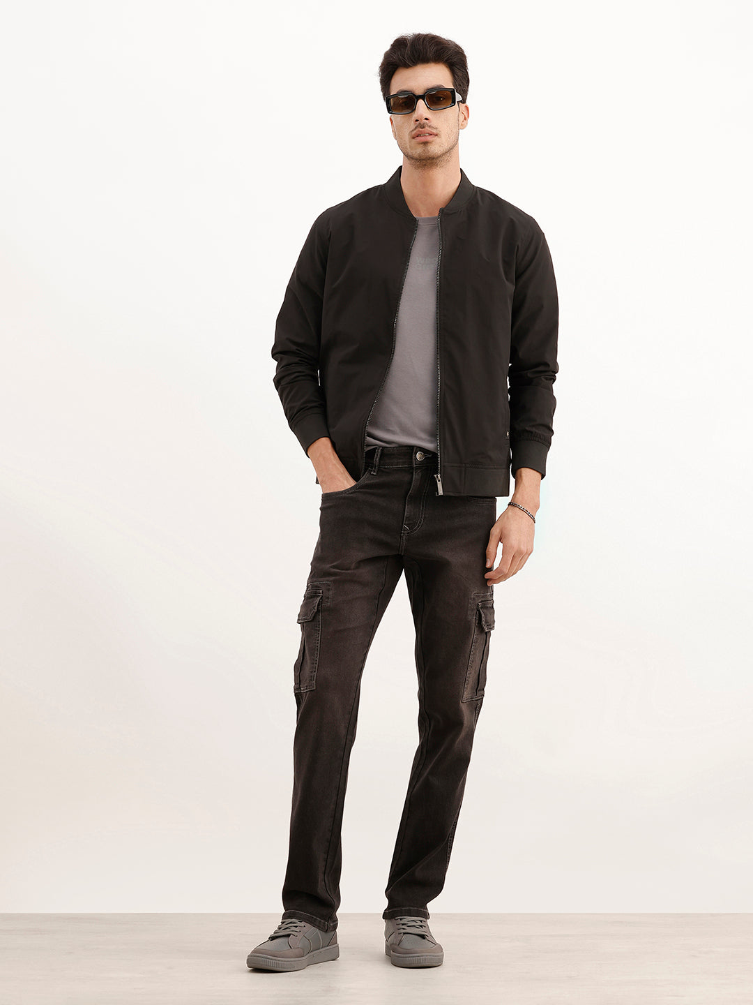 Classic Straight Fit Denim Cargo | Grey